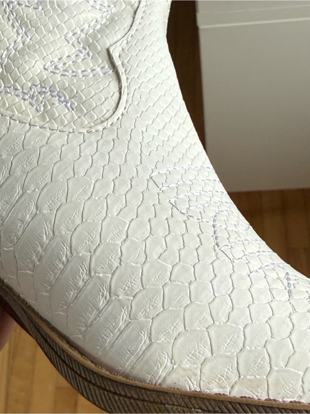 Barely worn White Embossed Western Ankle Boots - Picture 6 of 6